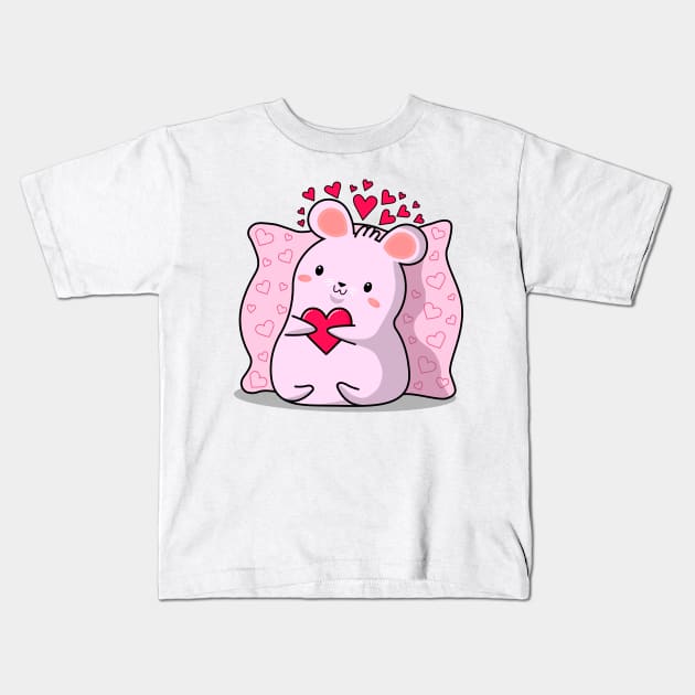 kawaii style, lovers mice, Valentine's day, cute kawaii mice. Kids T-Shirt by SK1X